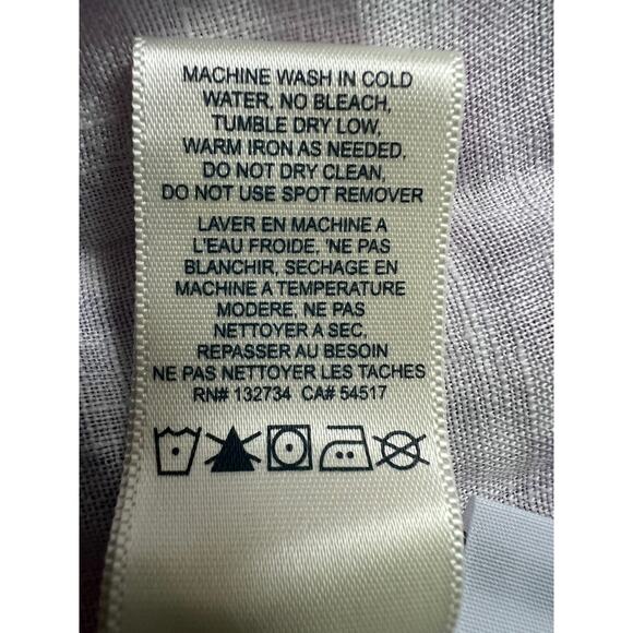 BELLA DAHL TOP WOMENS SIZE LARGE FLORAL LINEN MOCK NECK RUFFLE BLOUSE PURPLE NEW - Picture 11 of 13